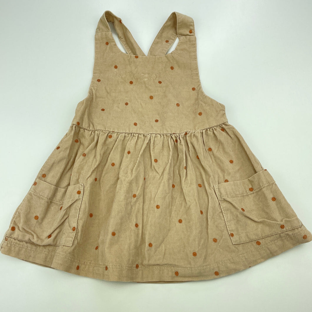Girls Woolies Babes, corduroy cotton casual dress, GUC, size 0, L: 41cm