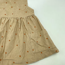 Load image into Gallery viewer, Girls Woolies Babes, corduroy cotton casual dress, GUC, size 0, L: 41cm