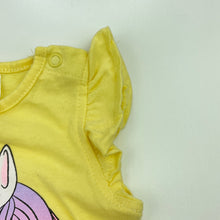 Load image into Gallery viewer, Girls Baby Berry, yellow cotton top, unicorn, FUC, size 0000,  
