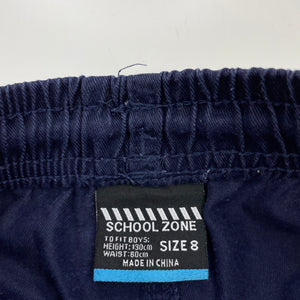 Boys School Zone, navy school shorts, elasticated, GUC, size 8,  