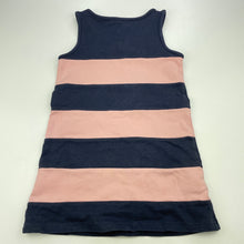 Load image into Gallery viewer, Girls Charlie &amp; Me, pink &amp; navy stripe dress, wash fade &amp; light marks, FUC, size 5, L: 52cm