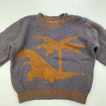 Load image into Gallery viewer, Boys Target, knitted cotton sweater / jumper, dinosaur, EUC, size 00,  