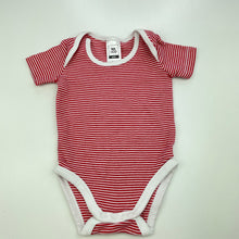Load image into Gallery viewer, unisex Kids &amp; Co, red stripe cotton bodysuit / romper, EUC, size 000,  