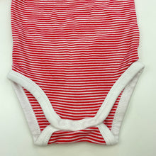 Load image into Gallery viewer, unisex Kids &amp; Co, red stripe cotton bodysuit / romper, EUC, size 000,  