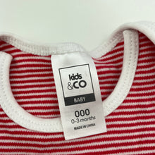 Load image into Gallery viewer, unisex Kids &amp; Co, red stripe cotton bodysuit / romper, EUC, size 000,  