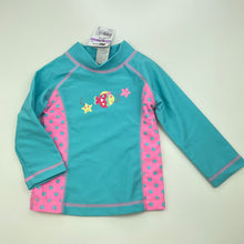 Load image into Gallery viewer, Girls Tiny Little Wonders, long sleeve rashie / swim top, light marks, FUC, size 0,  
