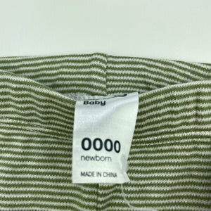 Boys Anko, green stripe organic cotton leggings, bib & mits, EUC, size 0000,  