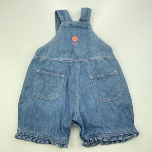 Girls Target, embroidered denim overalls / shortalls, GUC, size 000,  