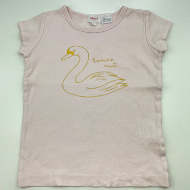 Girls Seed, cotton pyjama t-shirt / top, swan, FUC, size 4,  
