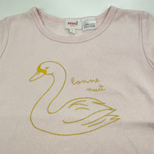 Load image into Gallery viewer, Girls Seed, cotton pyjama t-shirt / top, swan, FUC, size 4,  