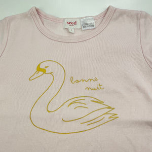 Girls Seed, cotton pyjama t-shirt / top, swan, FUC, size 4,  