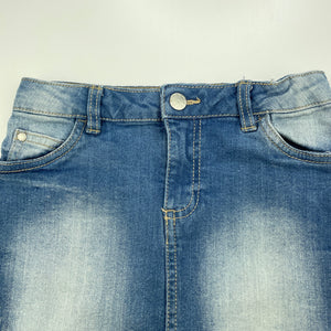 Girls Target, blue stretch denim skirt, adjustable, L: 32cm, GUC, size 7,  