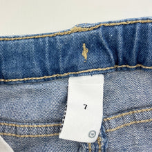 Load image into Gallery viewer, Girls Target, blue stretch denim skirt, adjustable, L: 32cm, GUC, size 7,  