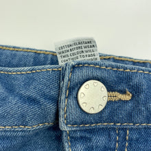 Load image into Gallery viewer, Girls Target, blue stretch denim skirt, adjustable, L: 32cm, GUC, size 7,  