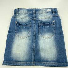Load image into Gallery viewer, Girls Target, blue stretch denim skirt, adjustable, L: 32cm, GUC, size 7,  