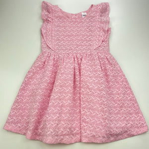 Girls Anko, lined pink lace party dress, small mark upper back, FUC, size 5, L: 57cm