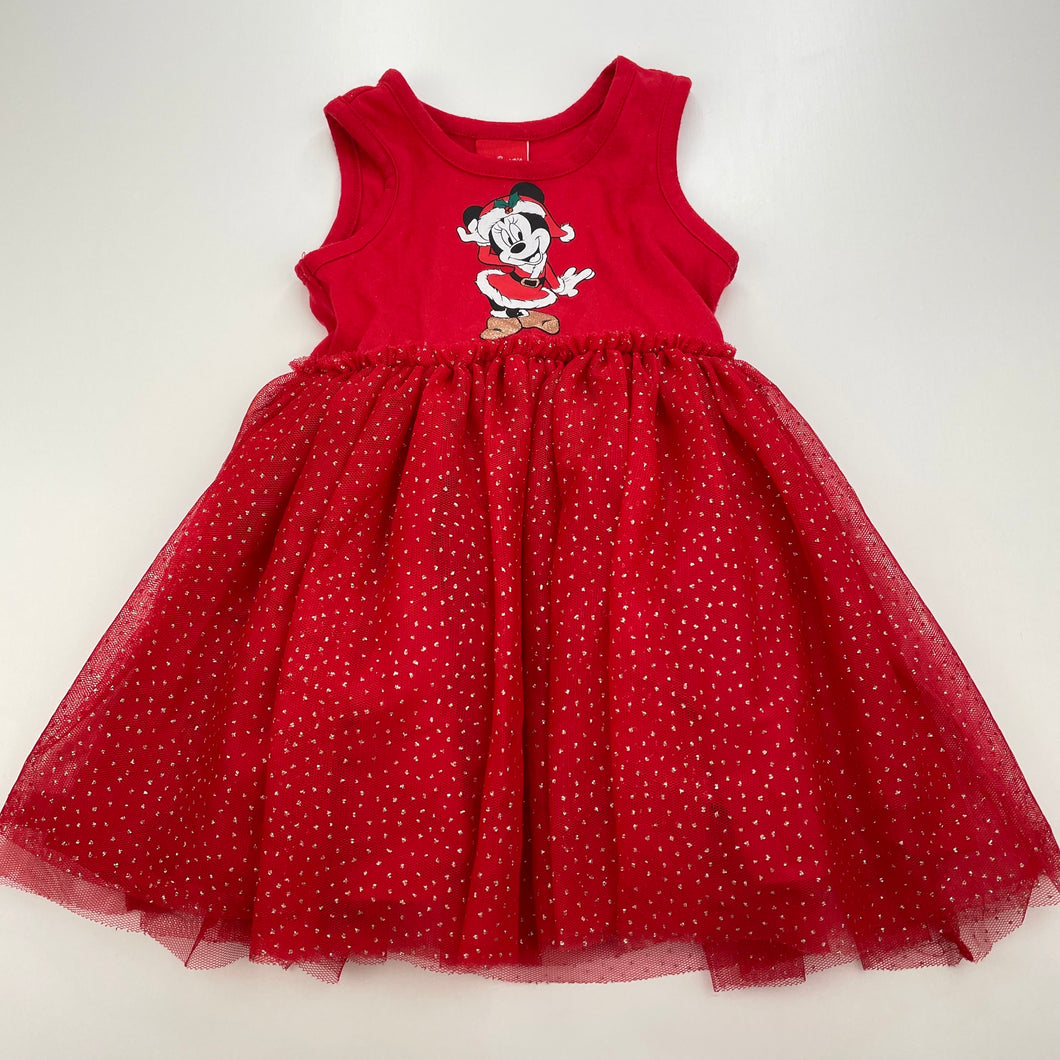 Girls Disney, Minnie Mouse Christmas tulle party dress, EUC, size 1, L: 45cm
