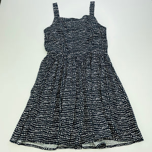 Girls Anko, navy & white casual summer dress, EUC, size 7, L: 69cm