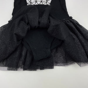 Girls Mango, black & silver tutu leotard, GUC, size 6,  