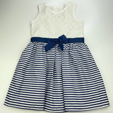 Girls Target, navy & white party dress, light marks on front, FUC, size 6, L: 58cm
