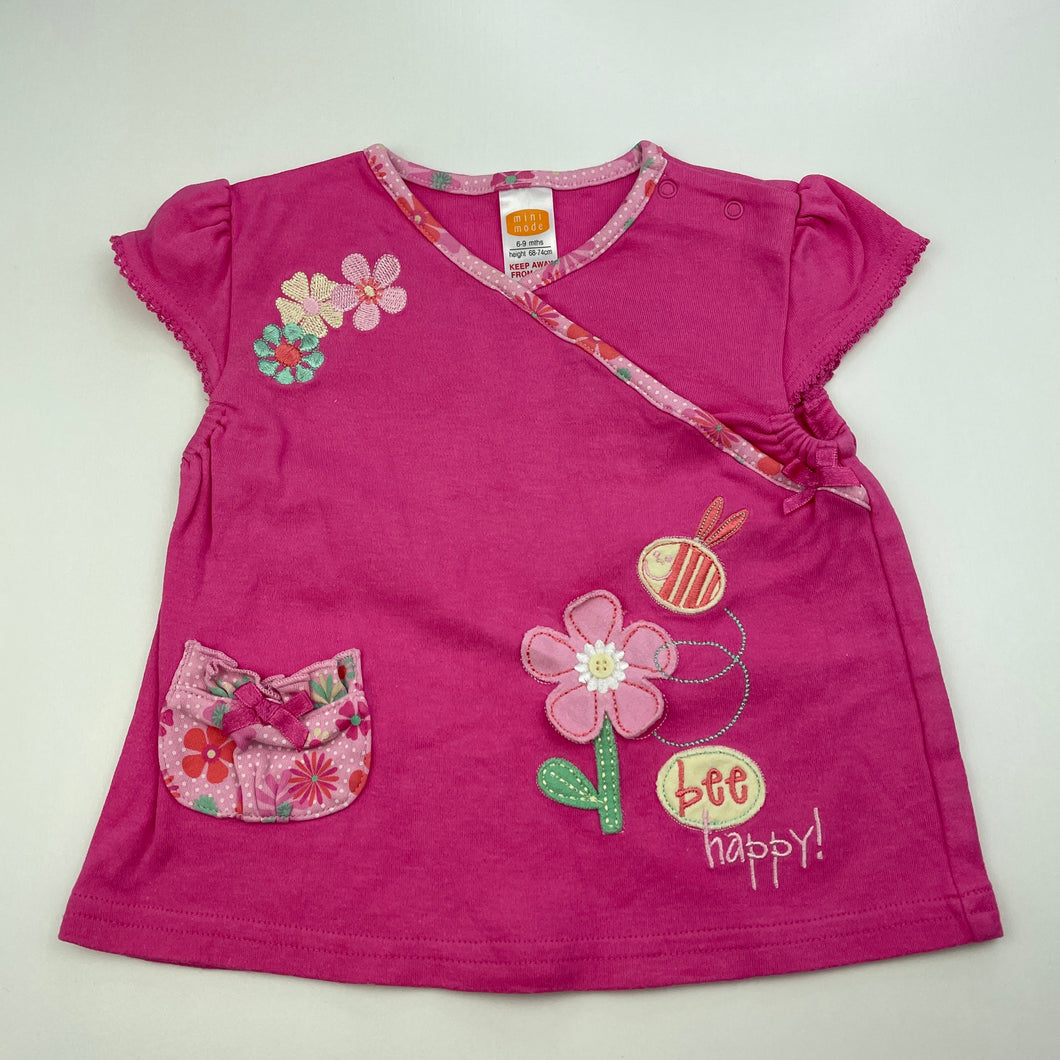 Girls Mini Mode, pink cotton t-shirt / top, EUC, size 0,  
