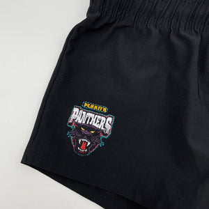 unisex NRL Official, Penrith Panthers black shorts, elasticated, EUC, size 3,  