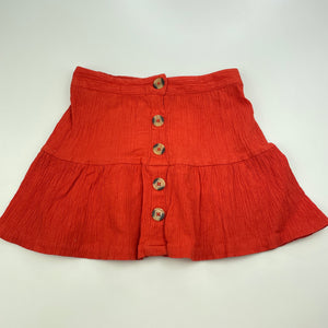 Girls Anko, orange crinkle cotton skirt, elasticated, L: 27cm, FUC, size 5,  