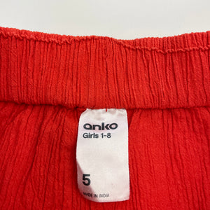 Girls Anko, orange crinkle cotton skirt, elasticated, L: 27cm, FUC, size 5,  