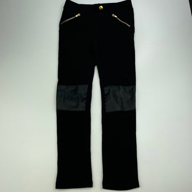 Girls H&M, black stretchy pants, elasticated, Inside leg: 49cm, GUC, size 8,  