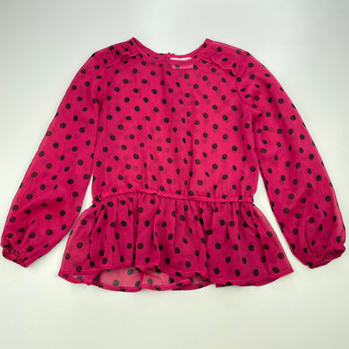 Girls Mango, lightweight pink & black long sleeve top, GUC, size 6,  