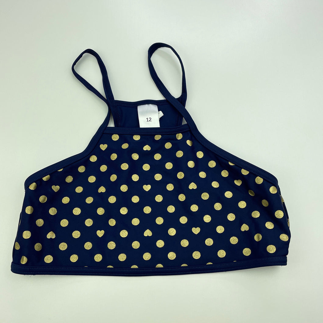 Girls Target, navy & gold swim top, GUC, size 12,  