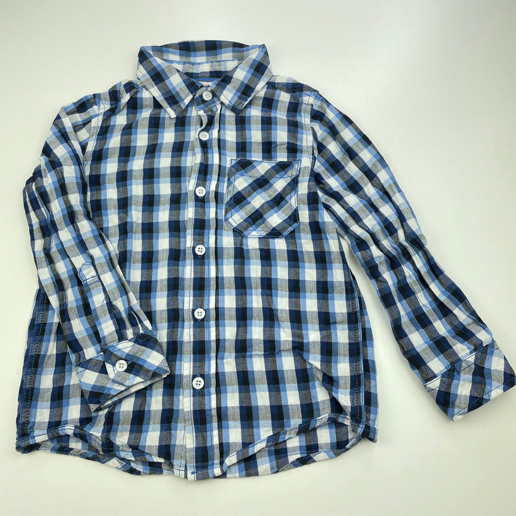 Boys Ollies Place, checked cotton long sleeve shirt, EUC, size 5,  