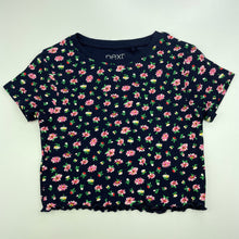 Load image into Gallery viewer, Girls Next, navy floral ribbed cropped top, L: 28cm, EUC, size 6,  