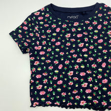 Load image into Gallery viewer, Girls Next, navy floral ribbed cropped top, L: 28cm, EUC, size 6,  