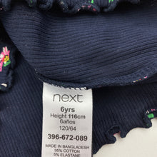 Load image into Gallery viewer, Girls Next, navy floral ribbed cropped top, L: 28cm, EUC, size 6,  