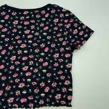 Load image into Gallery viewer, Girls Next, navy floral ribbed cropped top, L: 28cm, EUC, size 6,  