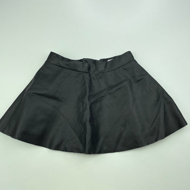 Girls H&M, black lined faux leather skirt, adjustable, L: 23cm, GUC, size 2,  