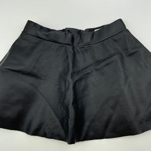 Girls H&M, black lined faux leather skirt, adjustable, L: 23cm, GUC, size 2,  