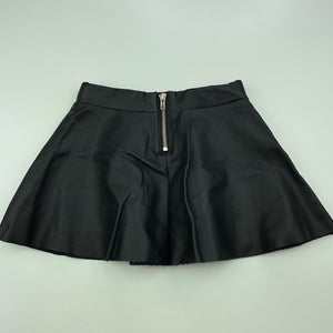 Girls H&M, black lined faux leather skirt, adjustable, L: 23cm, GUC, size 2,  