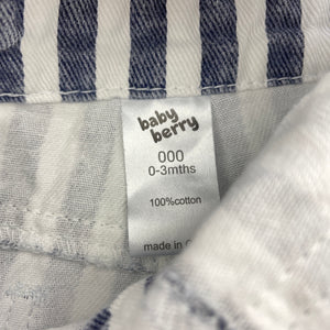 unisex Baby Berry, striped denim overalls / shortalls, GUC, size 000,  
