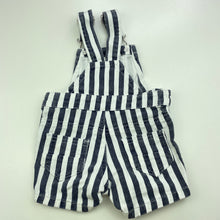 Load image into Gallery viewer, unisex Baby Berry, striped denim overalls / shortalls, GUC, size 000,  