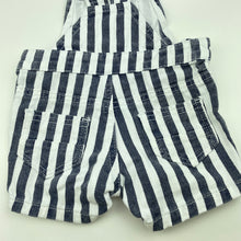 Load image into Gallery viewer, unisex Baby Berry, striped denim overalls / shortalls, GUC, size 000,  