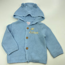Load image into Gallery viewer, Boys Sprout, knitted cotton hooded sweater, EUC, size 0,  