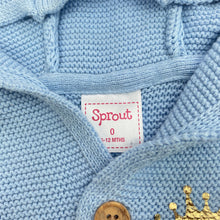 Load image into Gallery viewer, Boys Sprout, knitted cotton hooded sweater, EUC, size 0,  