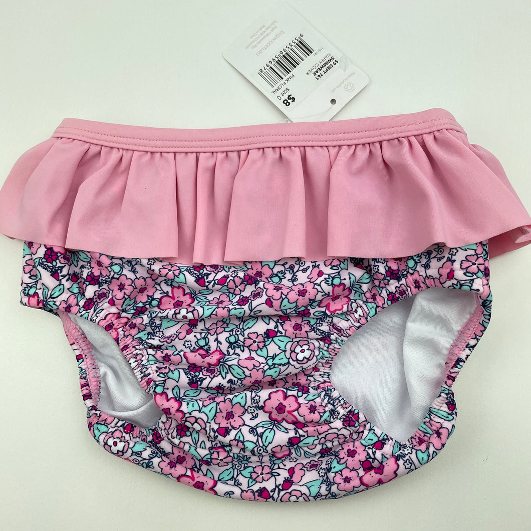 Girls Dymples, floral swim nappy / bottoms, NEW, size 0,  