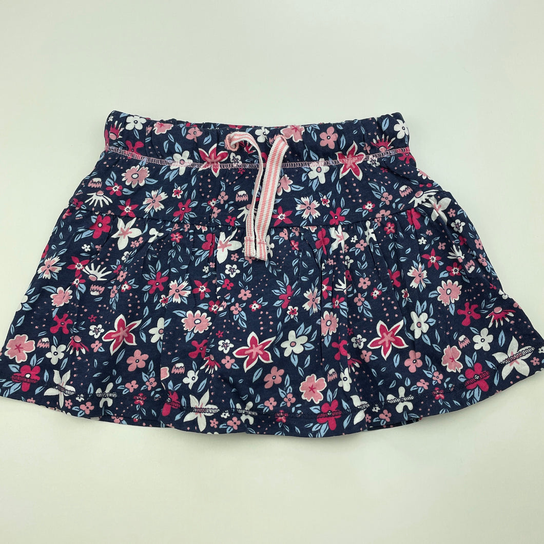 Girls KID, floral cotton skirt, built-in shorts, elasticated, EUC, size 2,  