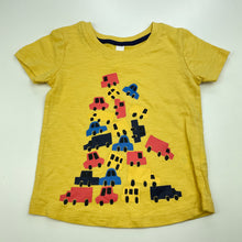 Load image into Gallery viewer, Boys Dymples, yellow cotton t-shirt / top, cars, EUC, size 0,  