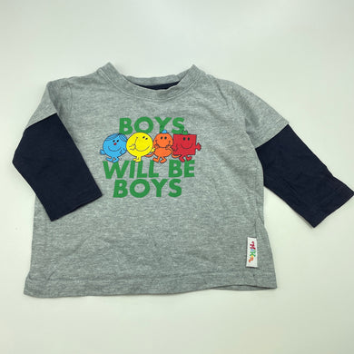 Boys Target, Mr Men cotton long sleeve top, GUC, size 00,  