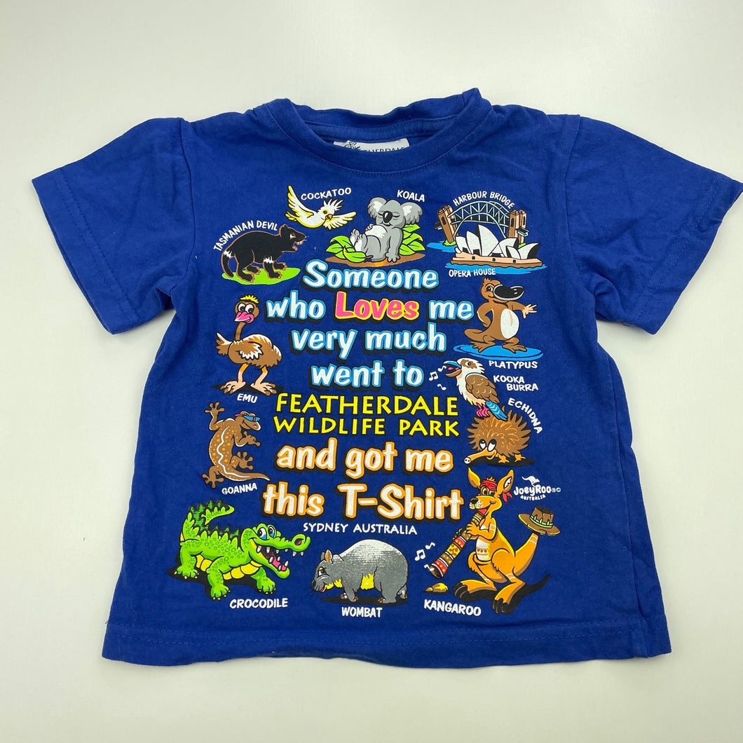 unisex Featherdale Wildlife Park, cotton t-shirt / top, EUC, size 0,  