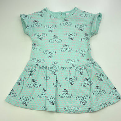 Girls Mango, casual dress, swans, FUC, size 0, L: 43cm